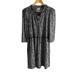 Maeve Anthropologie Dress 3/4 Sleeve Black White Galen Polka Dot Pockets Medium